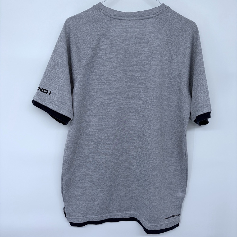 Y2K AND1 T Shirt Medium Men's Gray Stop Sweating Me Basketball Warmup Workout - Picture 5 of 9